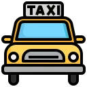 icono de taxi amarillo visto de frente